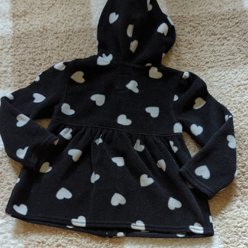 Old Navy Fleece Black and White Heart Pattern Jacket. - Picture 5 of 7